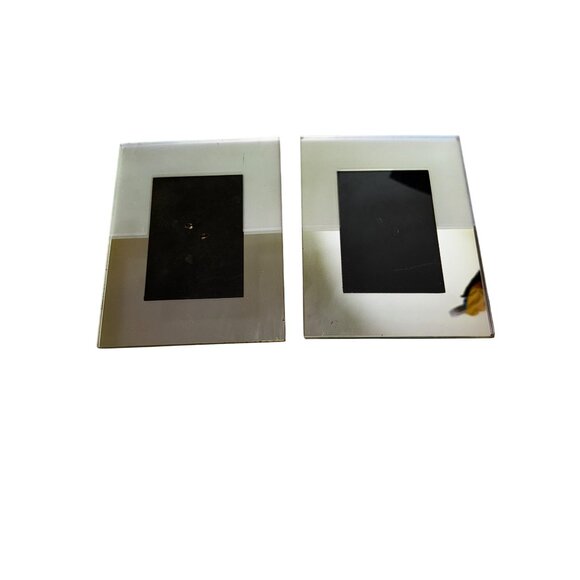 Vtg Illuminations Soma 4X6 Mirror Frame Black Backing Set of two Glass Eighties - Picture 4 of 9